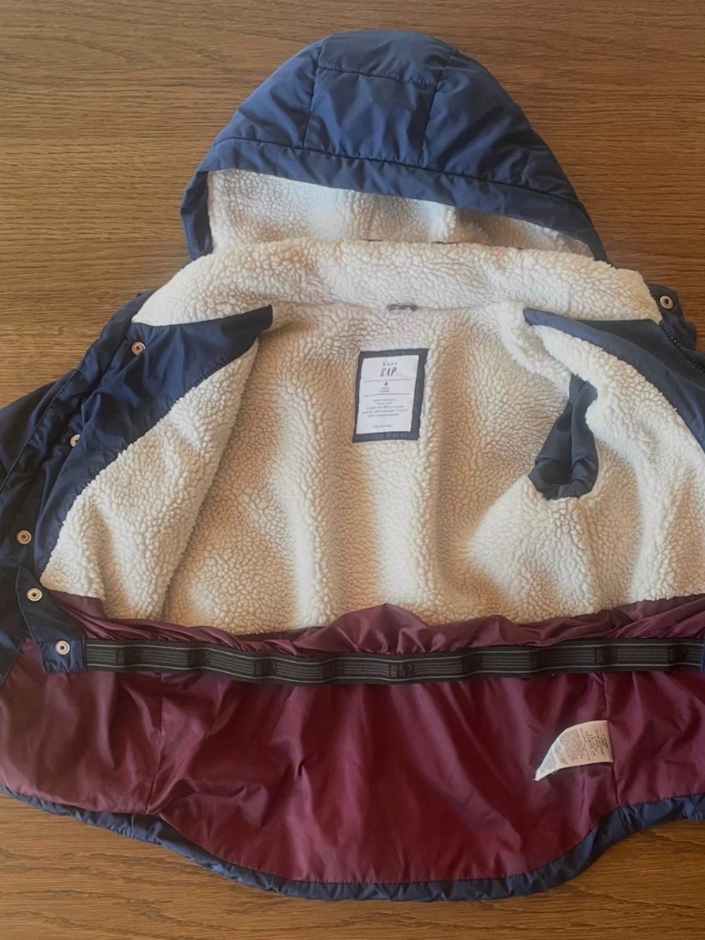 Baby Gap Boys 4T Navy Blue Puffer Winter Coat Sherpa Hood